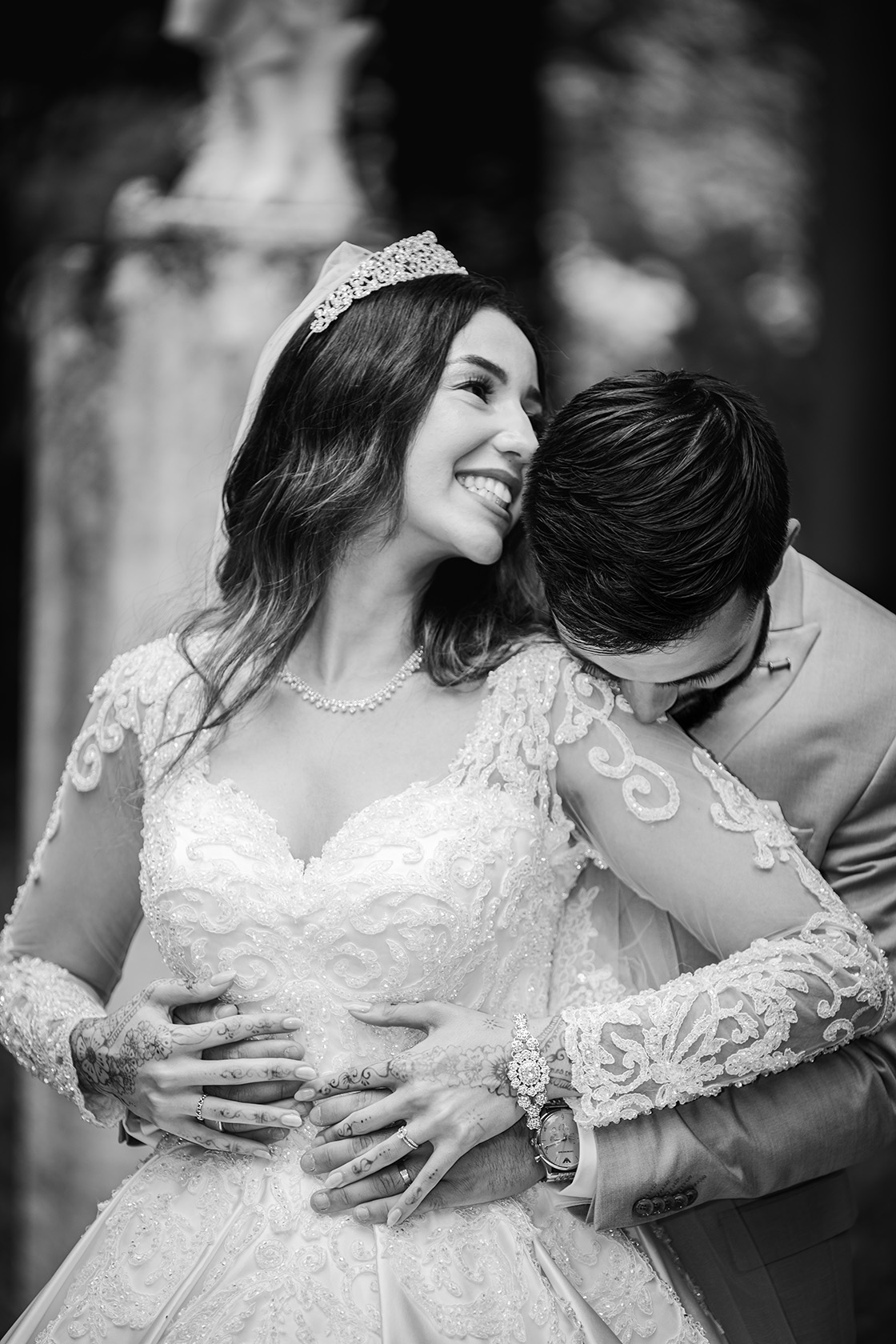 Portrait couple mariage noir et blanc